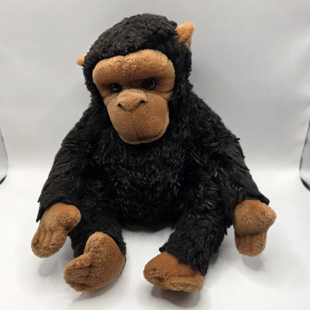 Aurora Chimpanzee Plush Black Tan Realistic Monkey Stuffed Animal 8x10in